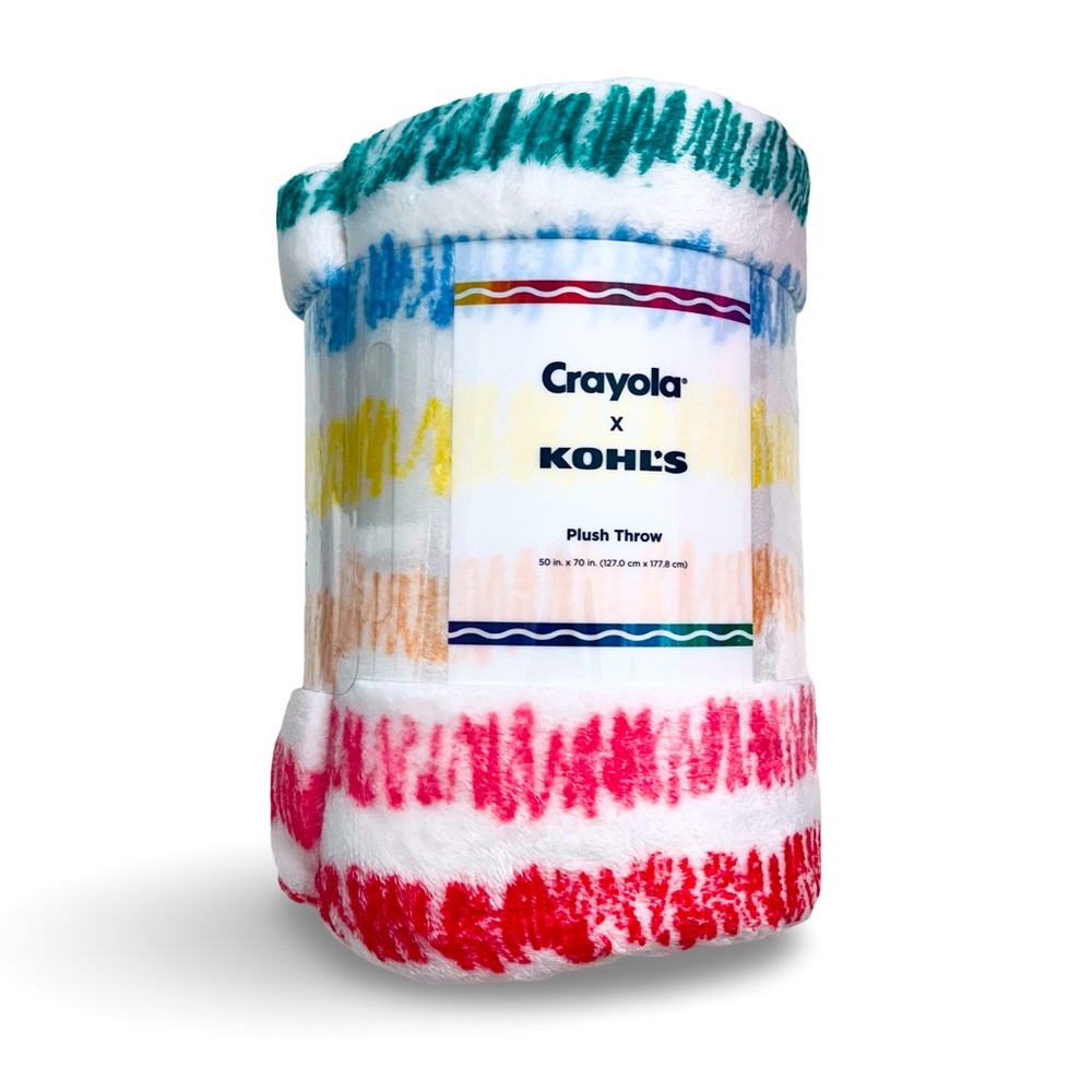 NWT 🖍️ Limited Edition Crayola X Kohls Rainbow Scribble Plush Throw Blanket